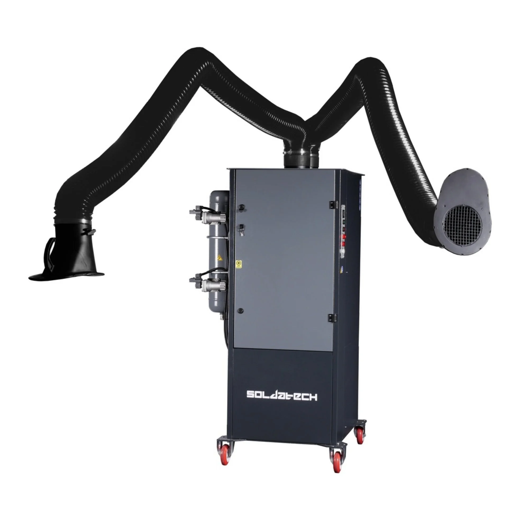 SOLDATECH Mobile Absauganlage 2x 1.100 m³/h - Mobile Schweißrauchabsaugung 1,1 kW 400v Jet Pulse mit 2 Absaugarmen - LDA02P