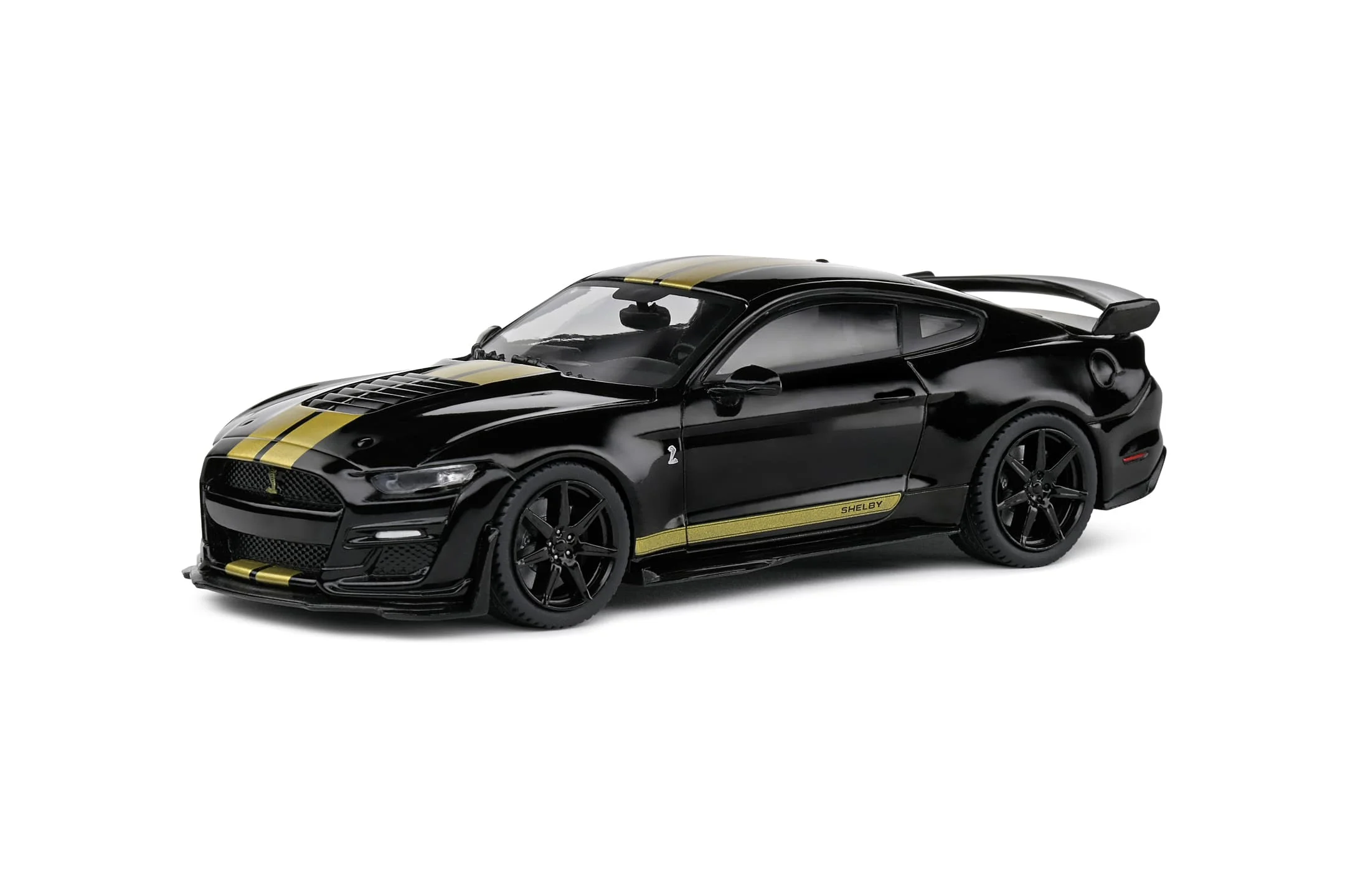 Solido 1:43 Shelby Mustang GT500 2020 Modellauto schwarz mit Goldstreifen - Die-Cast