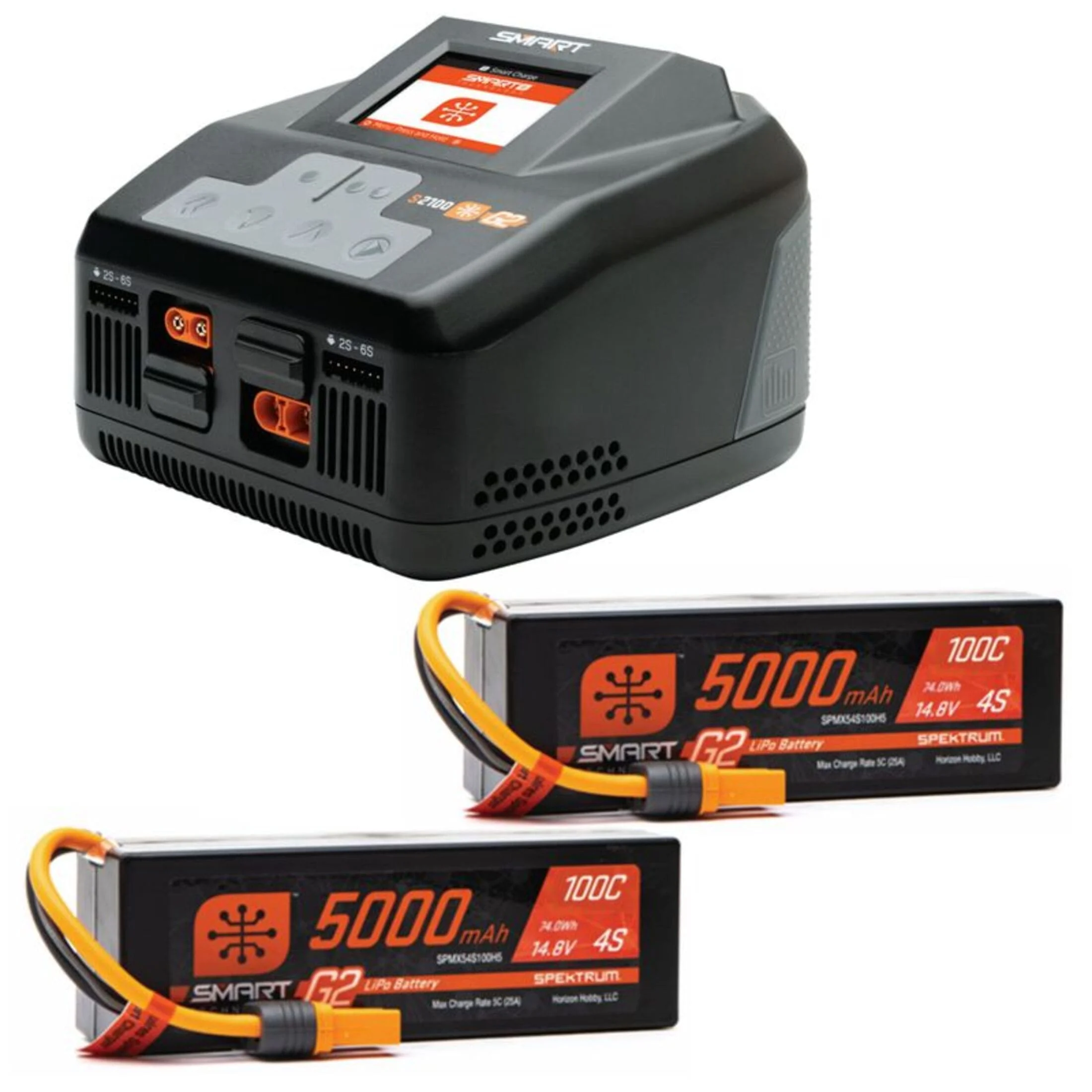 Spektrum Smart Powerstage 8S Bundle mit 2x LiPo Akkus & 100W Ladegerät für RC Fahrzeuge