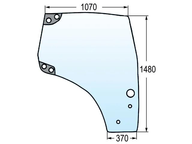 Türscheibe re. Case-Steyr-NH 82027356,87528172