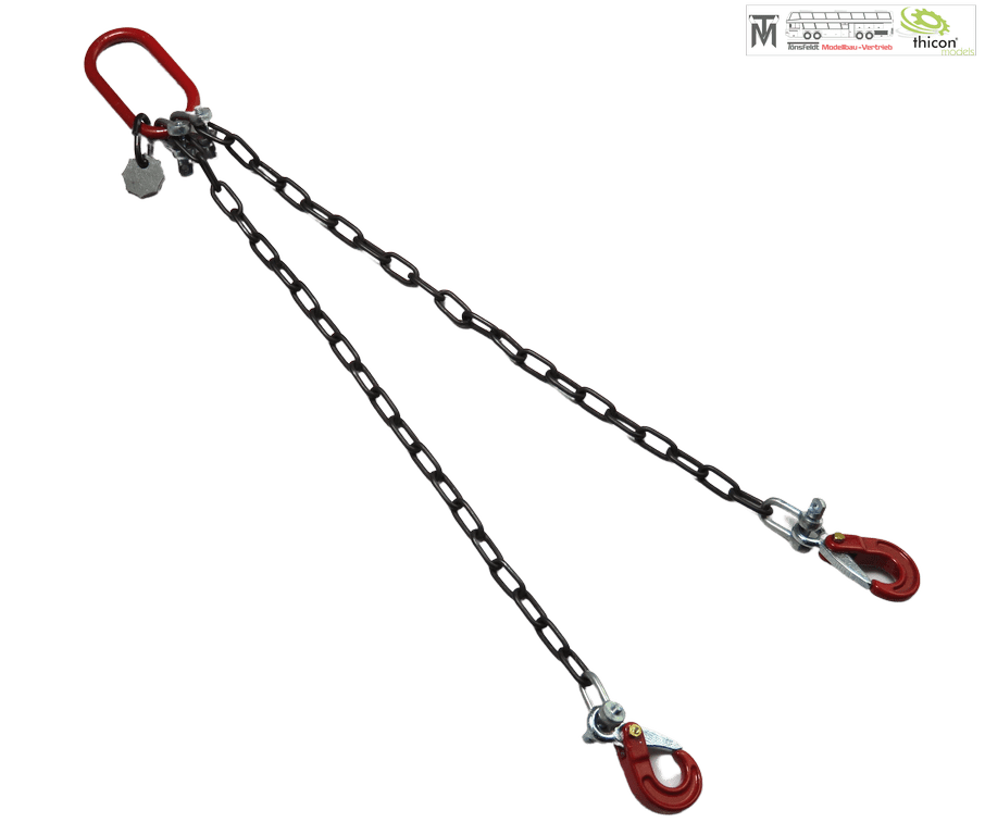 Thicon 1:14 Anschlagkette 10cm mit 2x Haken rot und Plakette