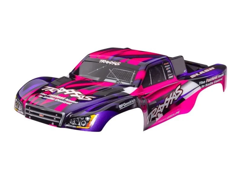 Traxxas Karosserie Slash 2WD pink mit Aufkleber & Clipless