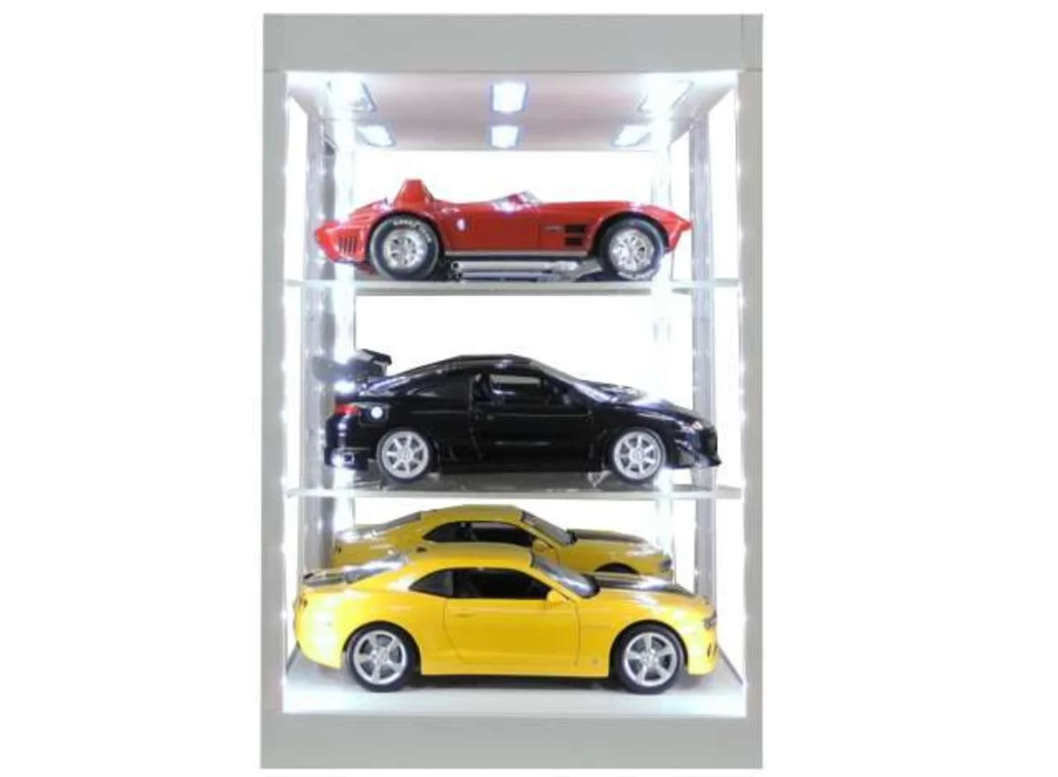 Triple9 LED-Vitrine 1:18 Weiß mit Spiegelrückwand & Regalböden