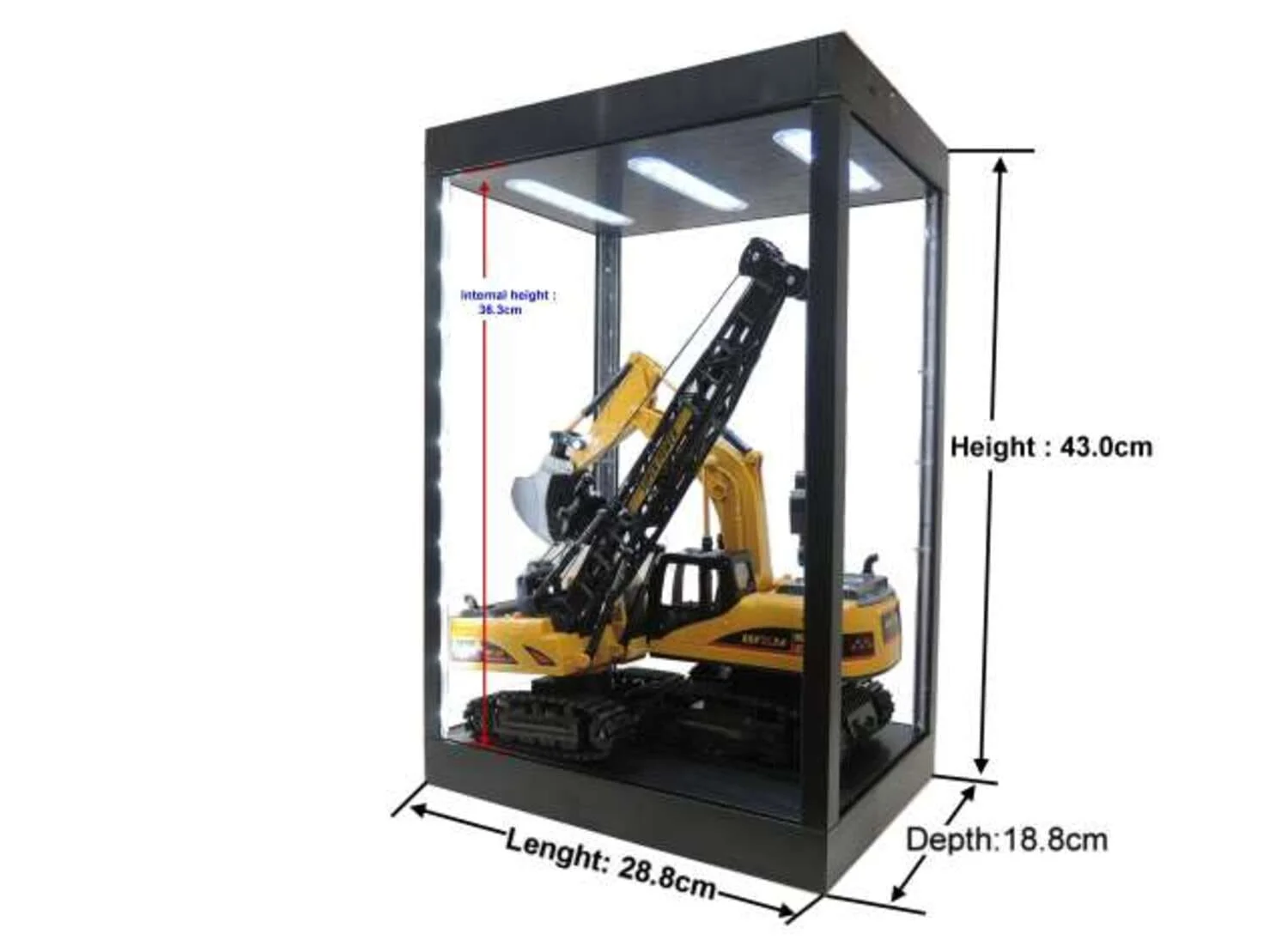 Triple9 LED-Vitrine Schwarz 1:6 mit Beleuchtung und Frontöffnung