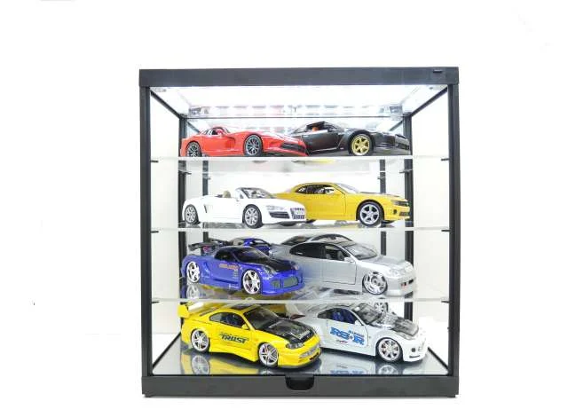 Triple9 LED Vitrine schwarz mit Spiegelboden für Modellautos 1:24 bis 1:18 beleuchtet