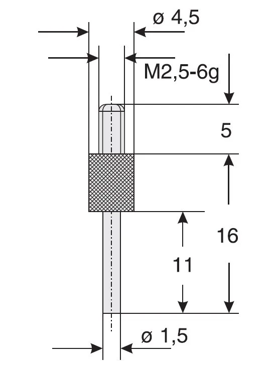 Verlängerte Ersatzspitze M2,5 x L16 mit Stahlspitze 1,5 mm, Schut