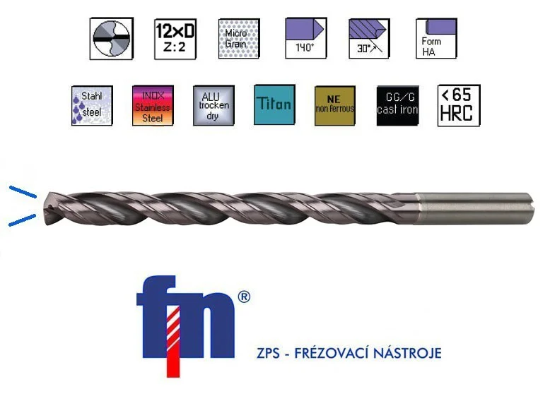 VHM-Bohrer 7,5 x 146mm 12xD AlTiN 135° DIN6537 K, Innenchl., ZPS
