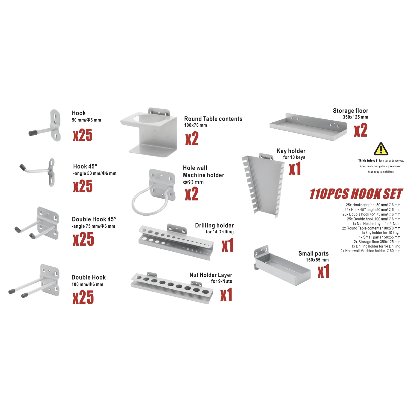 VITO Haken und Zubehör für Männerküche - 110 Teile - VIAGG110
