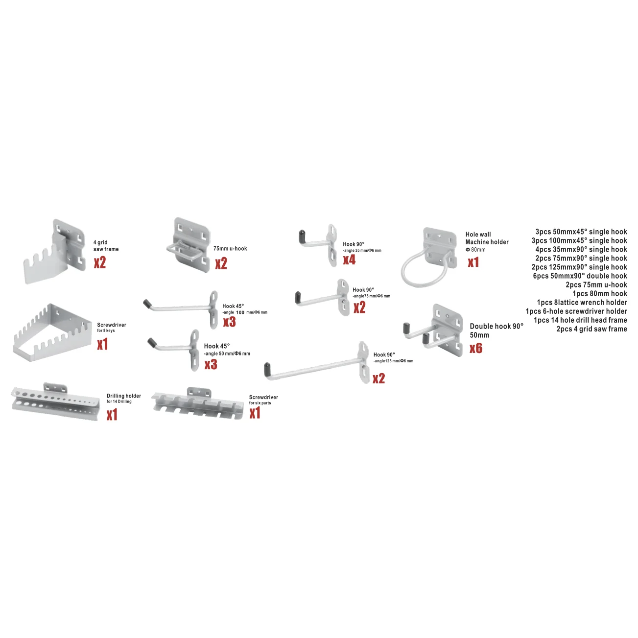 VITO Haken und Zubehör für Männerküche - 28 Teile - VIAGG28