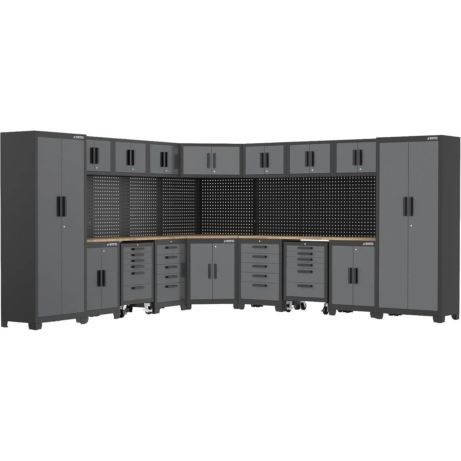 VITO Männerküche - 27-tlg. Eck-Werkstatteinrichtung-Set mit Schubladen - VIAGC2SETC
