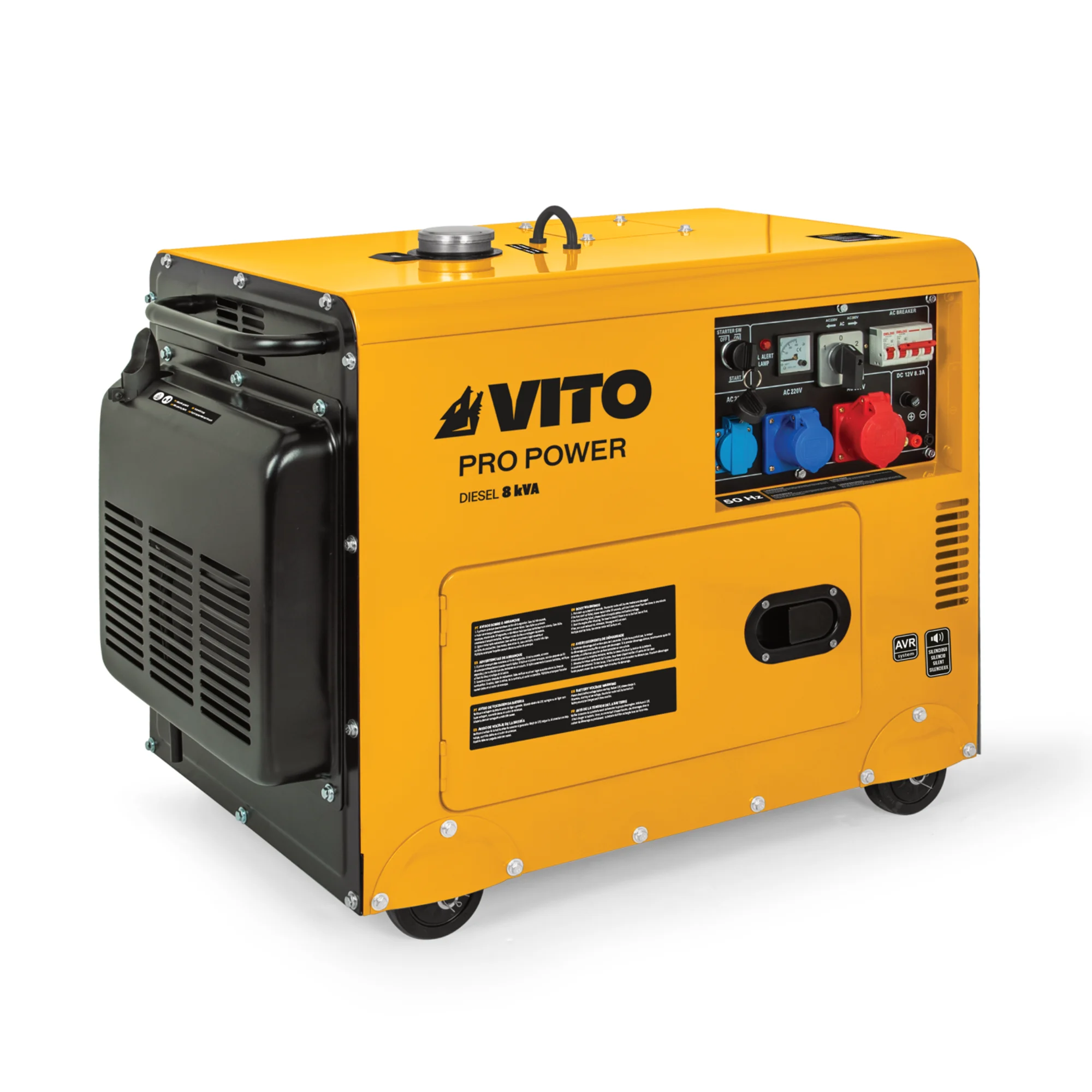 VITO Silent Diesel Generator 8kVA Full Power - 12PS Diesel Heizöl 6500w 230-400 V - VIGD8ST