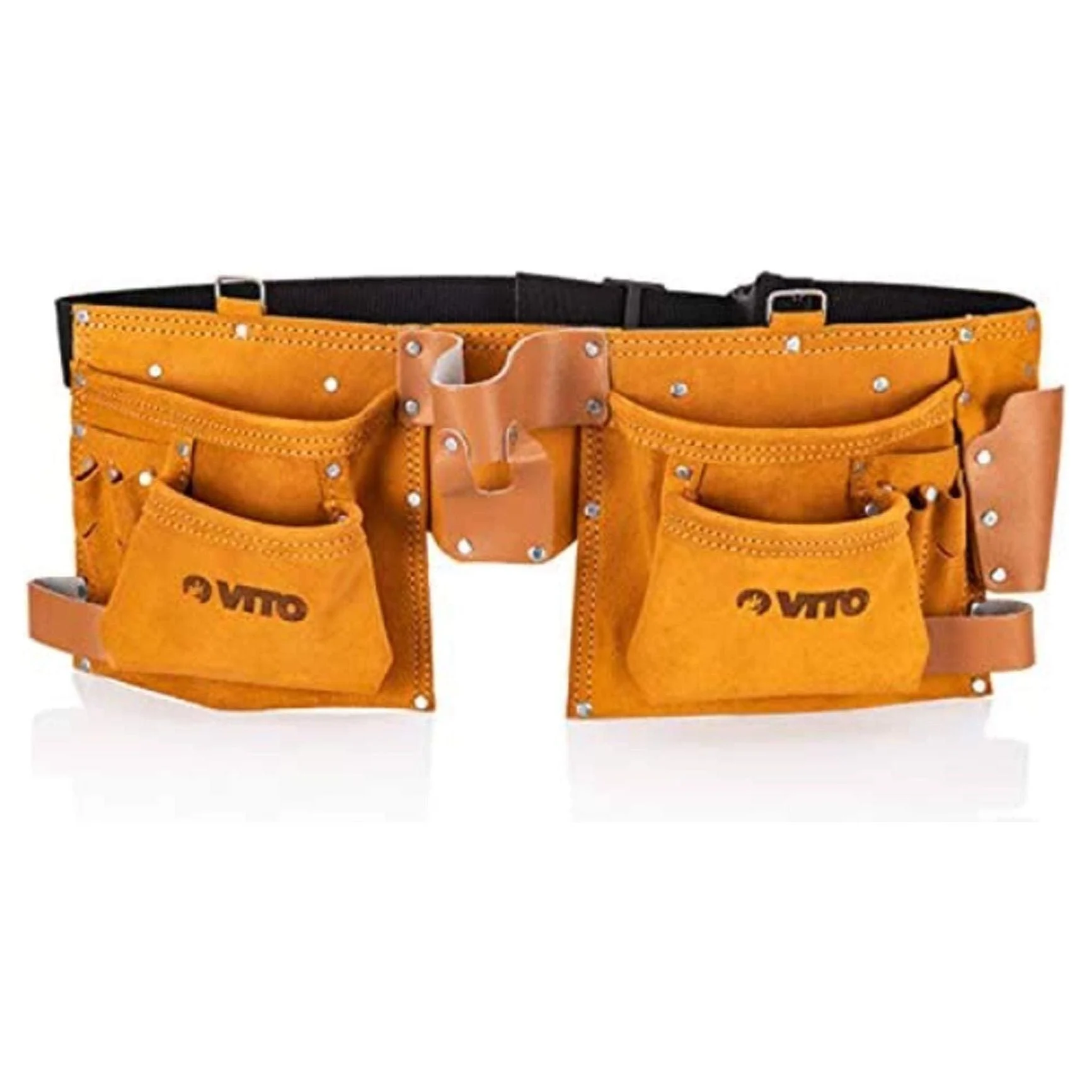 VITO Werkzeug-Gürteltasche aus Leder - 10 Fächer mit Universalhaltern - VIBDC