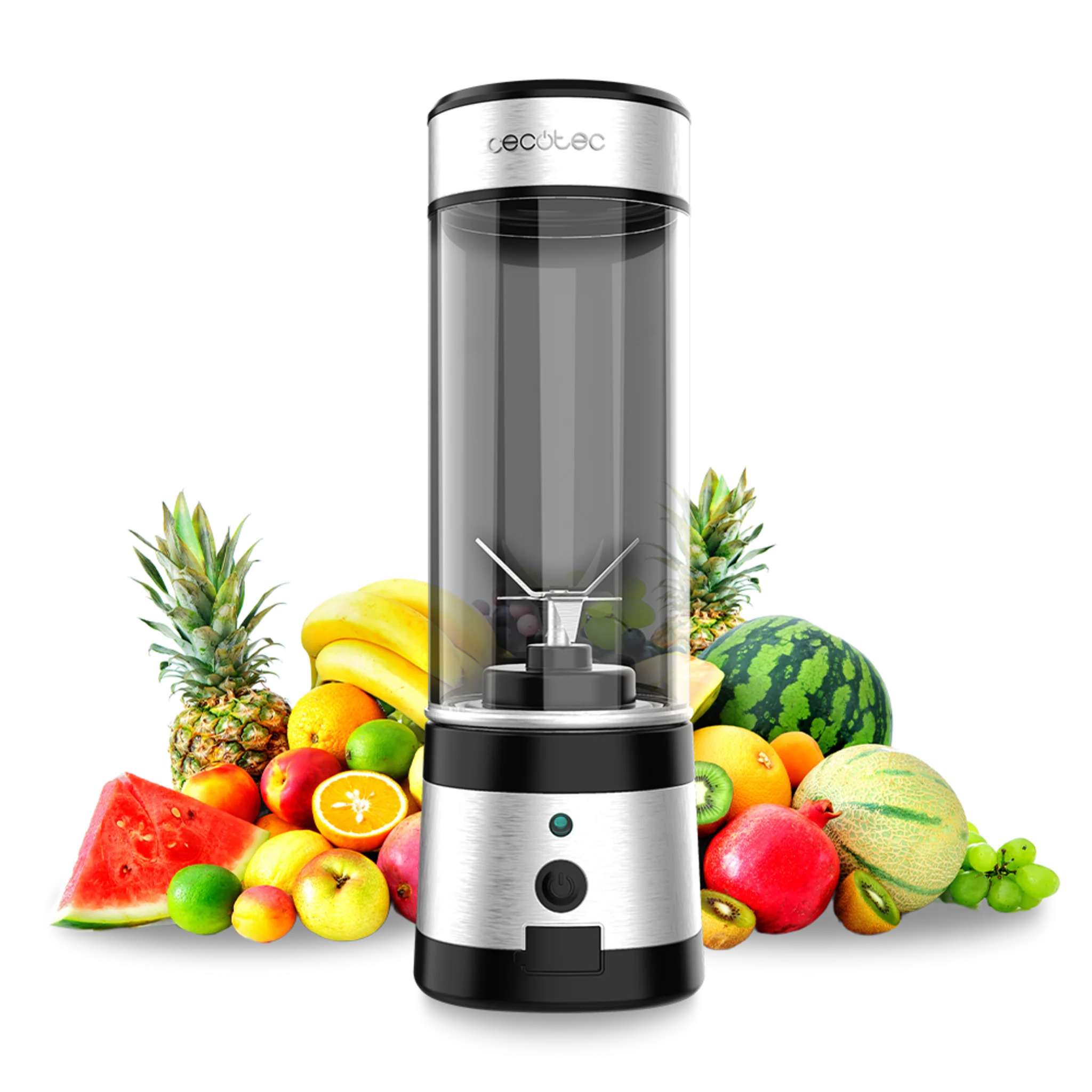 WanderlustMix USB-Smoothie-Mixer mit tragbarem Becher, 4 schwarzen, titanbeschichteten Klingen und 126 W.