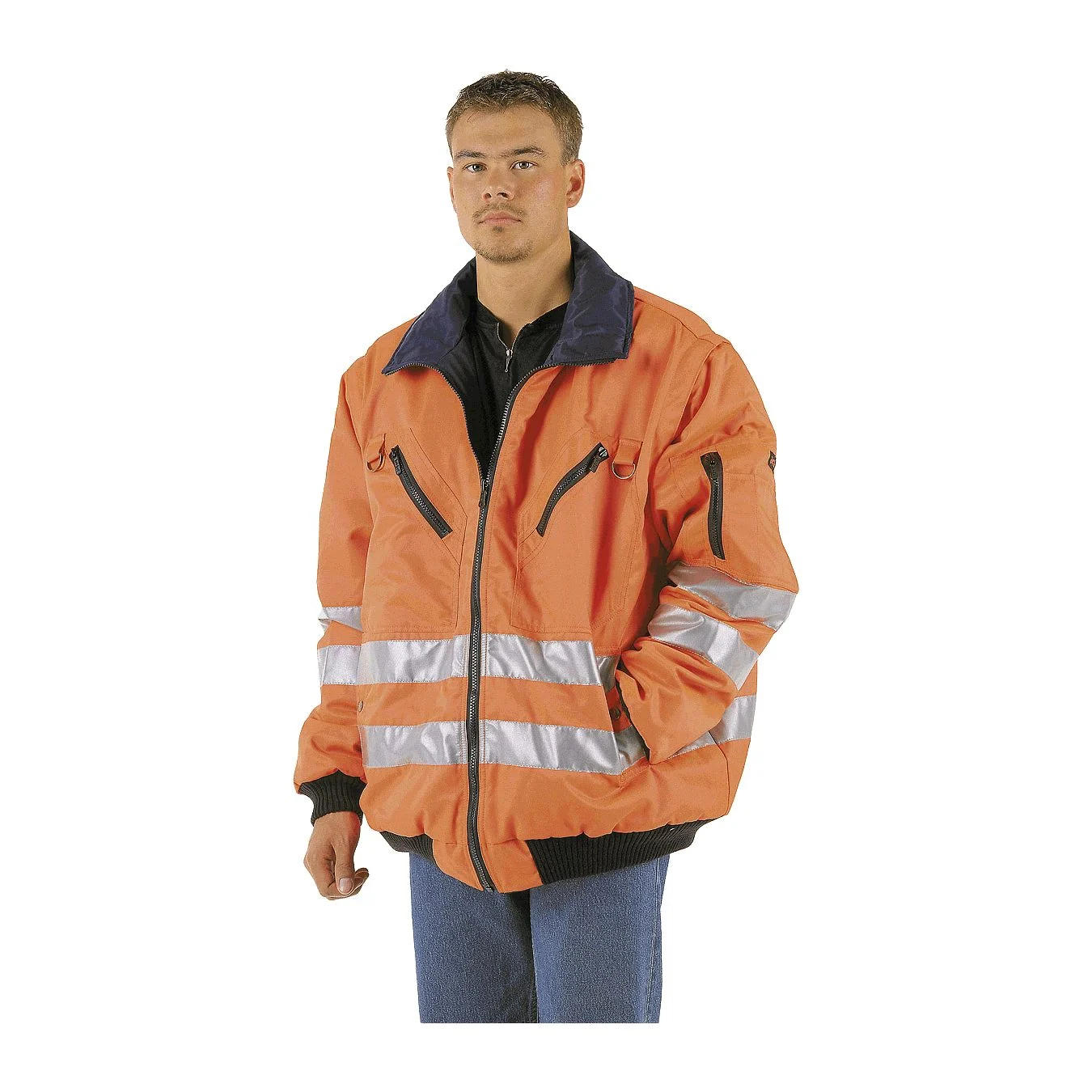 Warnjacken blau /neonorange