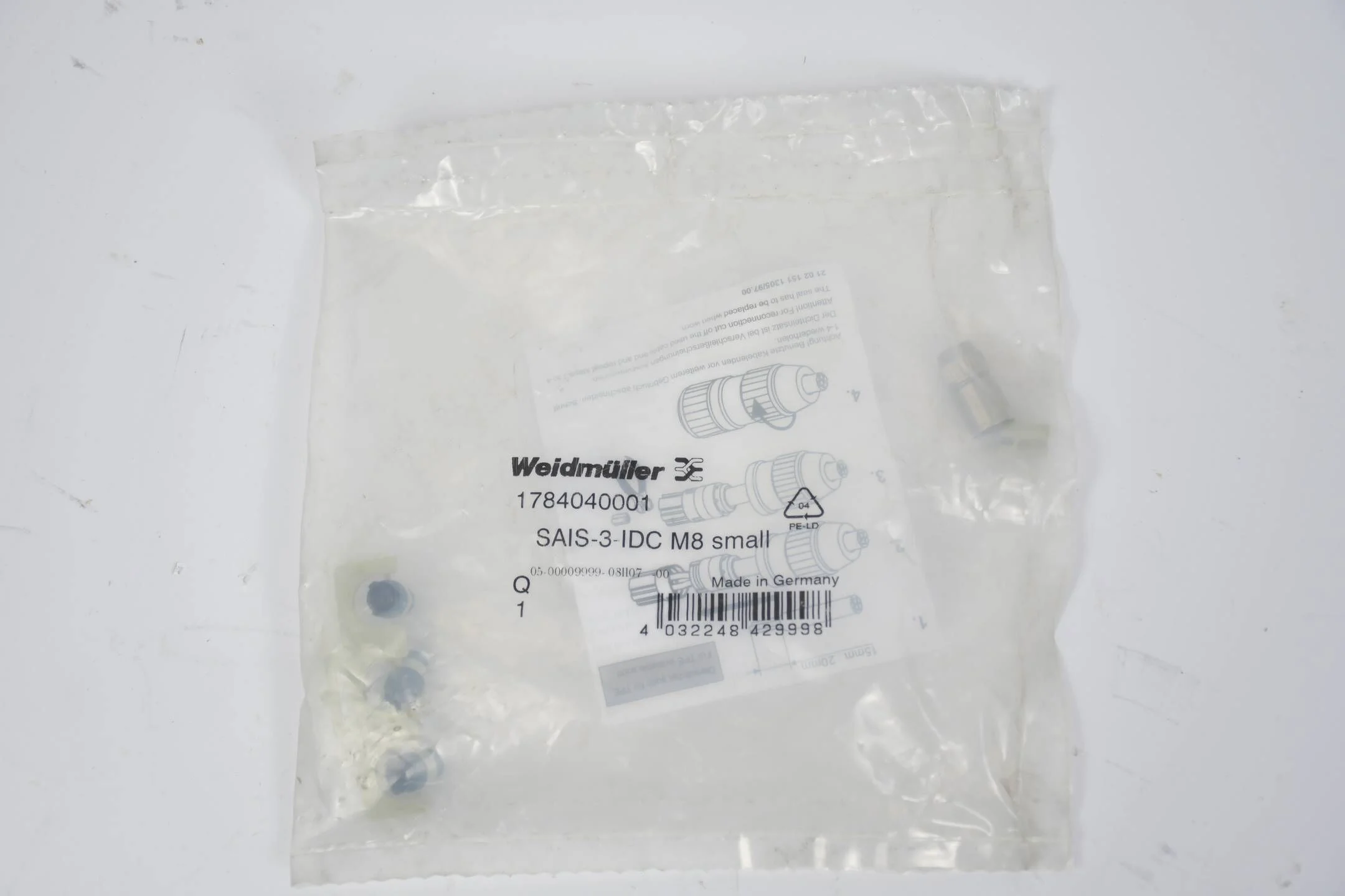 Weidmüller freikonfektionierbarer Steckverbinder SAIS-3-IDC M8 small 1784040001